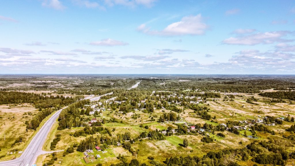 Aerial view of San Diego countryside.